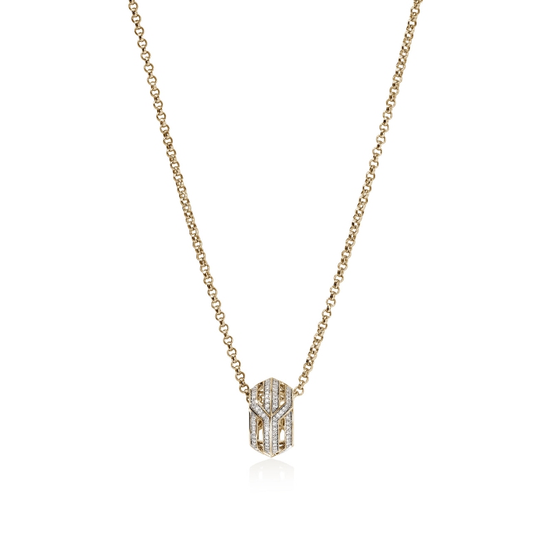 Icon 50 Pendant Necklace, Gold, Diamonds