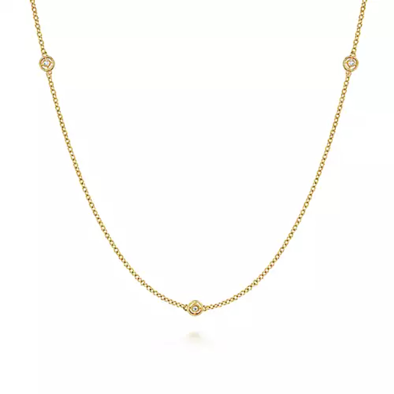 Gabriel & Co 18K Yellow Gold Contemporary 7 Disc Station Necklace