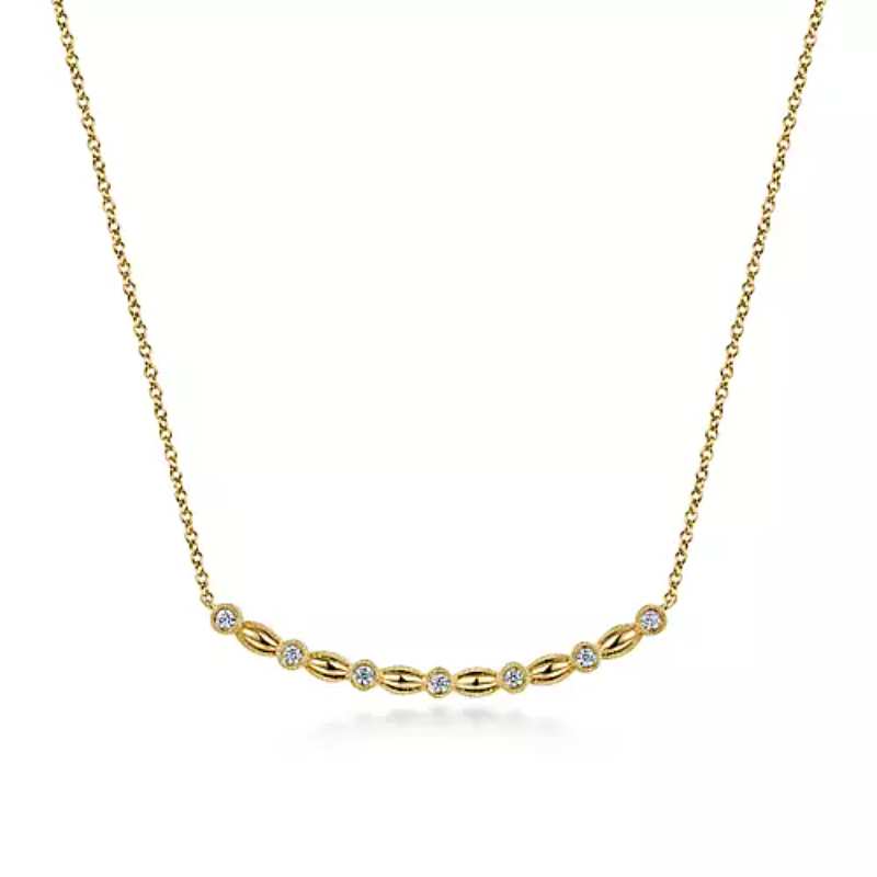 Gabriel & Co 18K Yellow Gold Contemporary Curve Bar Necklace