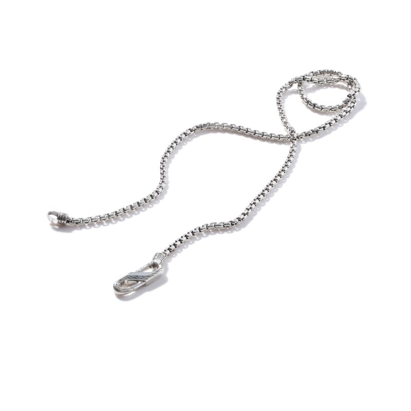 John Hardy sterling silver Classic Chain medium box chain necklace, 4mm box chain necklace with carabiner clasp, 26"