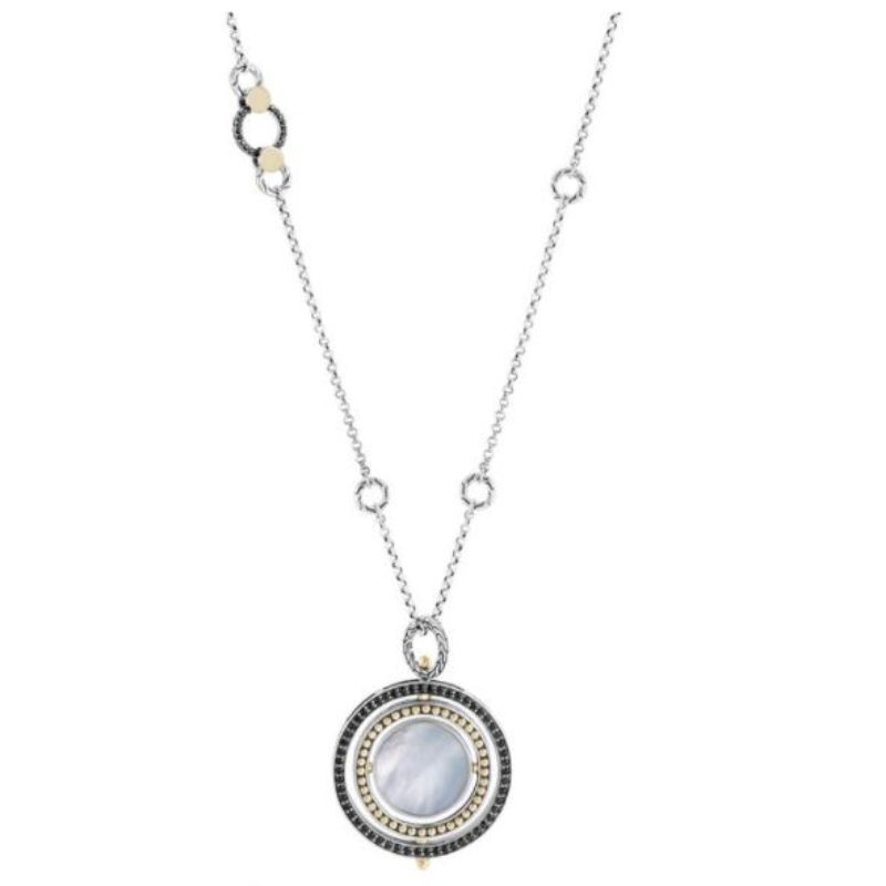 Sterling Silver Dot Moon Door Jawan Pendant Necklace