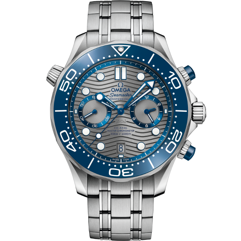 OMEGA Seamaster Diver 300M steel 44MM blue ceramic bezel PVD chrome colour ceramic dial on steel bracelet