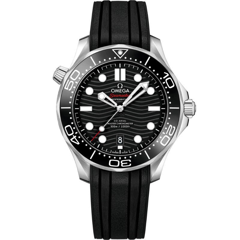 OMEGA Seamaster Diver 300 M Co-Axial steel 42MM black ceramic bezel black index dial on black rubber strap with steel buckle