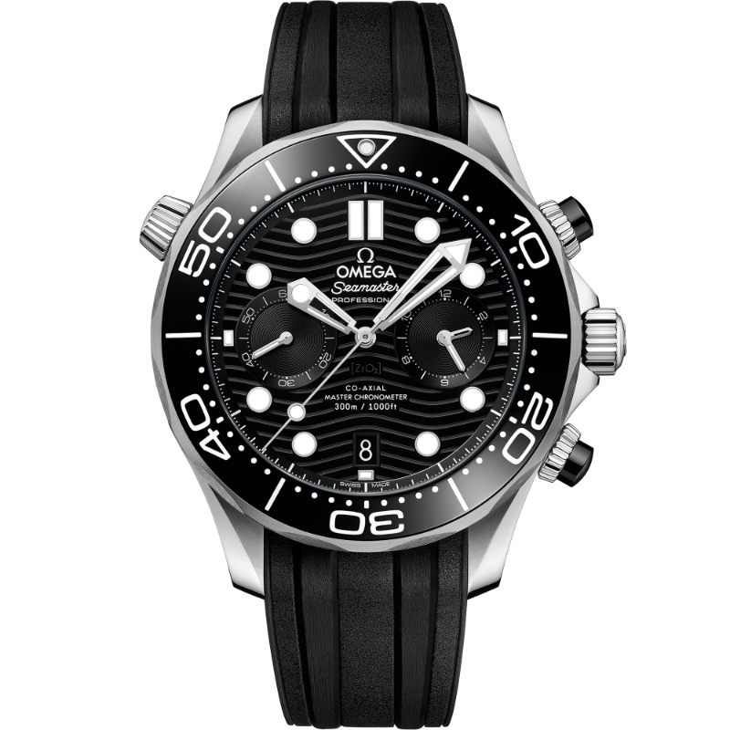 OMEGA Seamaster Diver 300M steel 44MM black ceramic bezel black index dial on black rubber strap with steel buckle