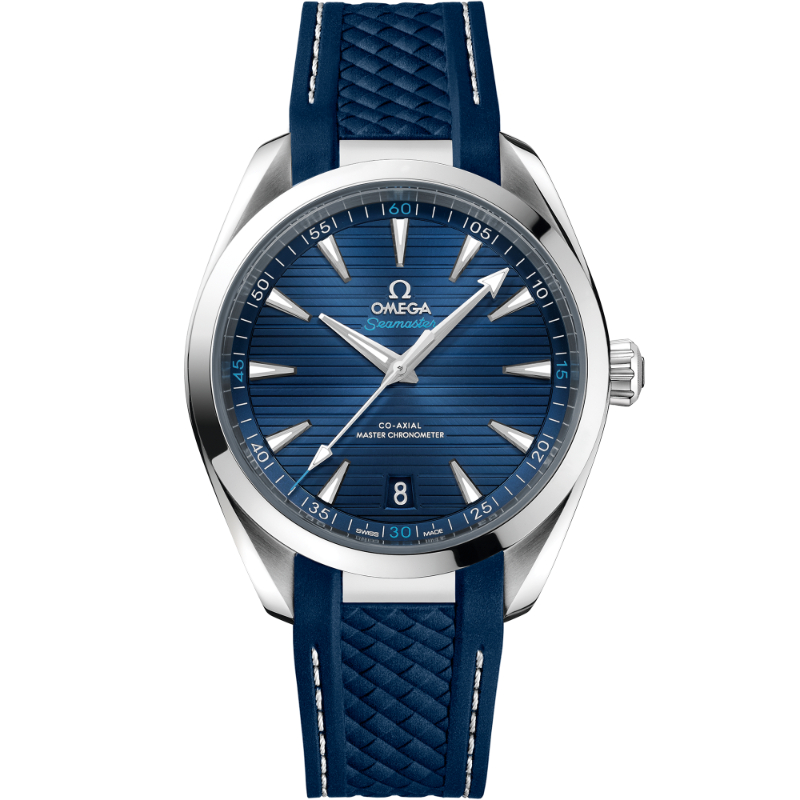 OMEGA Seamaster Aqua Terra 150M Co-Axial steel 41MM blue index dial on blue rubber strap with steel buckle