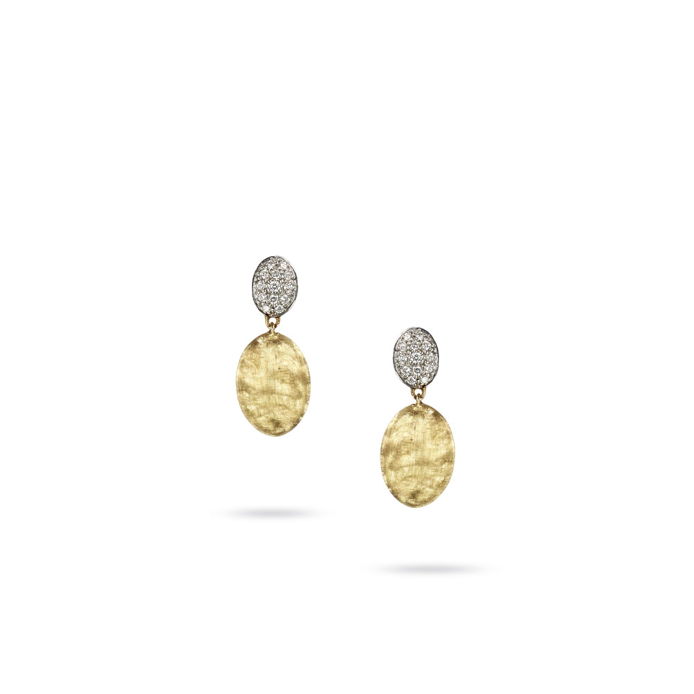 Marco Bicego Siviglia Collection Yellow Gold Diamond Pave Drop Earrings