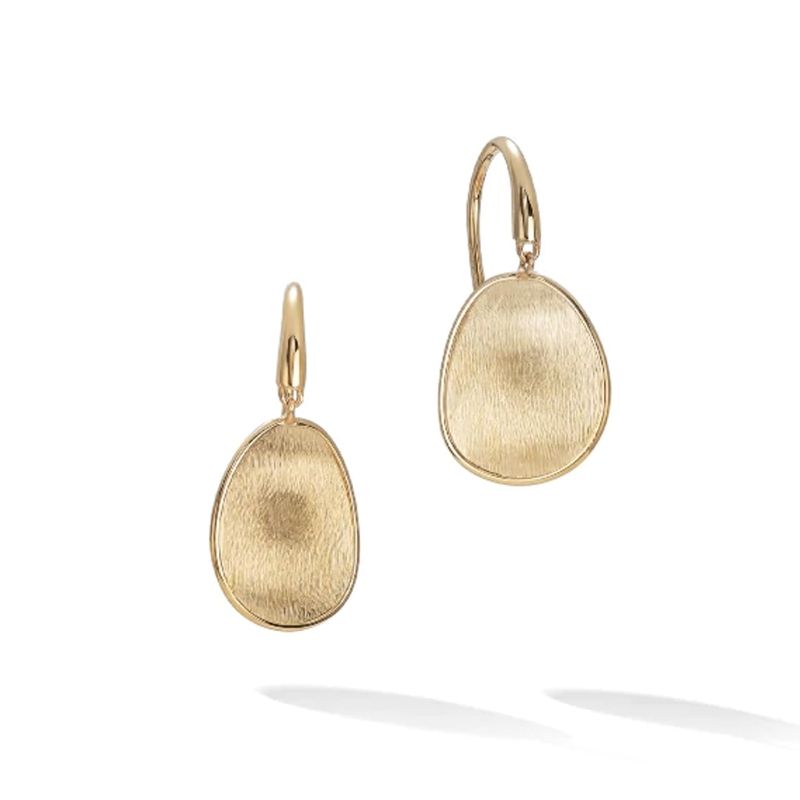 Marco Bicego Lunaria 18k yellow gold hand engraved 0.87" petite drop earrings