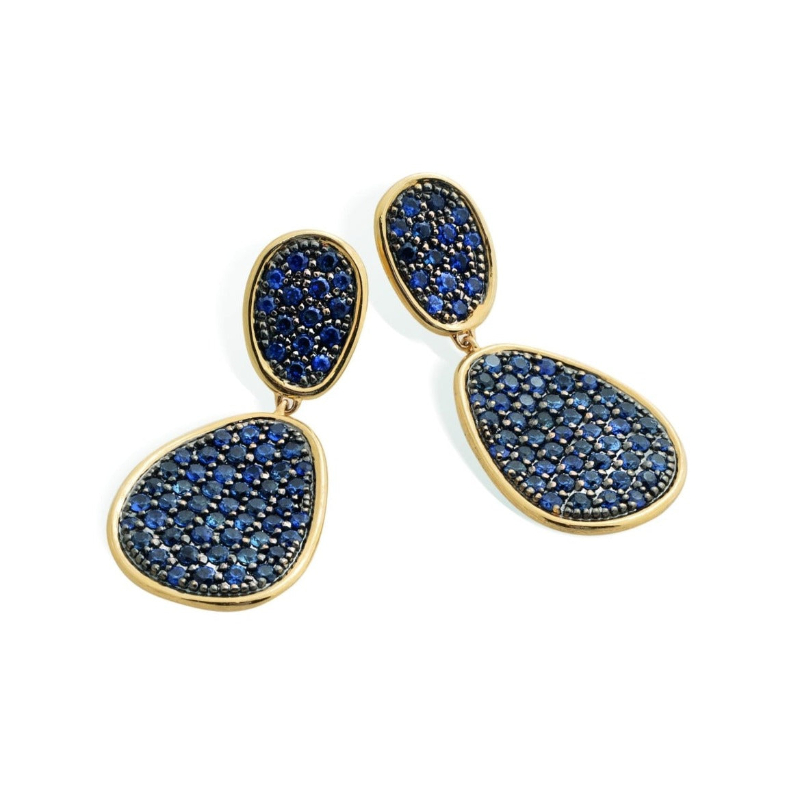 Marco Bicego 18k yellow gold Lunaria drop earring with blue sapphires