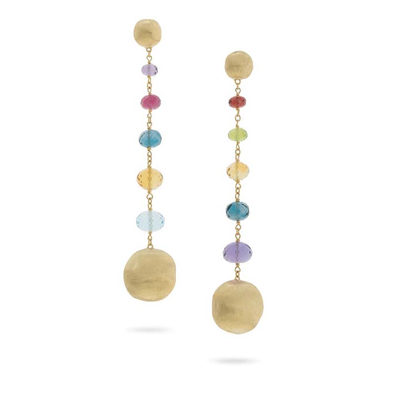 Marco Bicego: 18 Karat Yellow Gold Africa Gemstone Dangle Duster Earrings