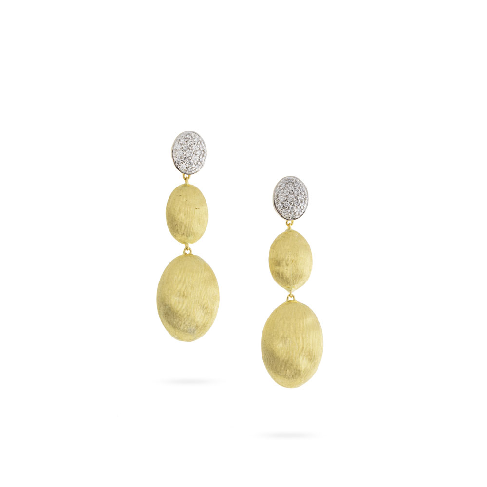 Marco Bicego Lunaria Collection Diamond Small Triple Drop Earrings
