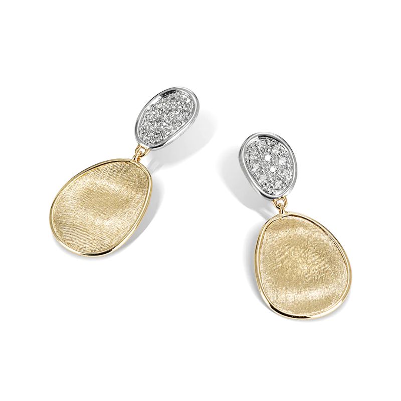 Marco Bicego 18K Yellow Gold And 18K White Gold Lunaria Small Double Drop Earrings