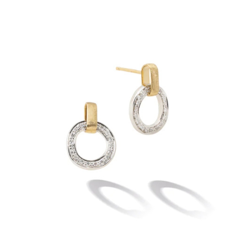 Marco Bicego® Jaipur Link Collection 18K Yellow & White Gold Flat-Link Diamond Studs