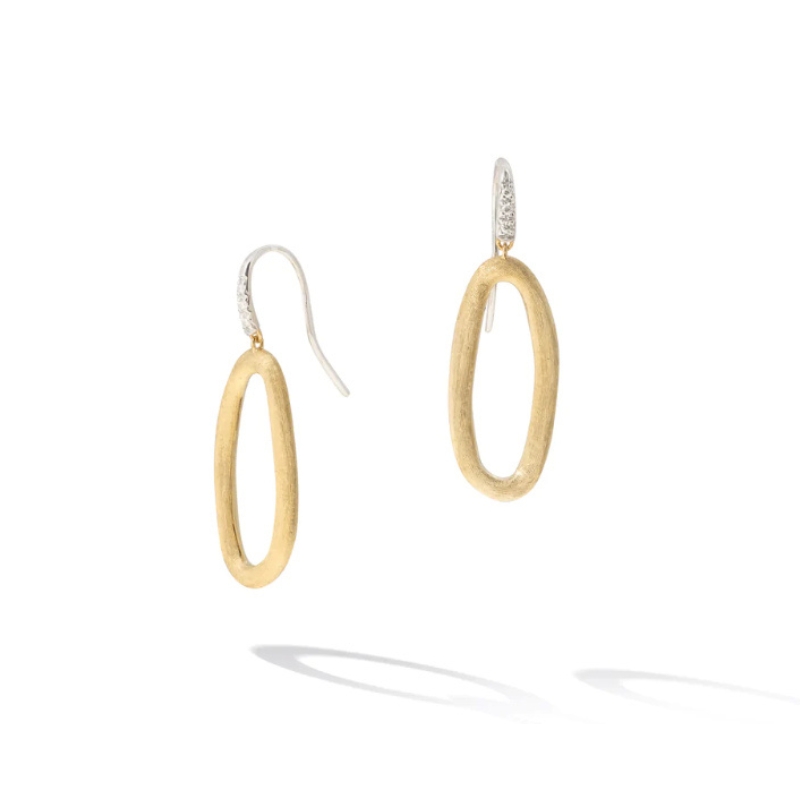 Marco Bicego® Jaipur Link Collection 18K Yellow & White Gold Oval Link Diamond Hook Earrings