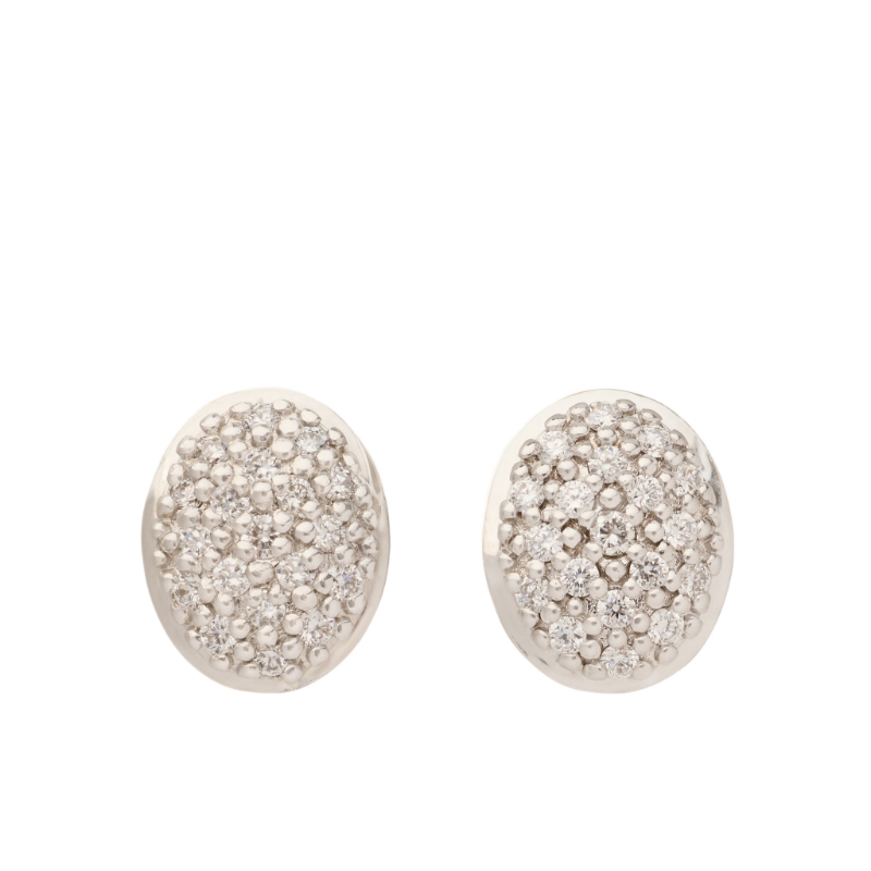 Marco Bicego Siviglia 18K Yellow Gold Oval Diamond Pave Stud Earrings
