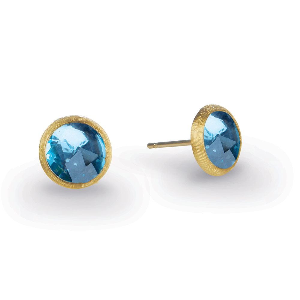Marco Bicego Jaipur Collection Yellow Gold Blue Topaz Stud Earrings.