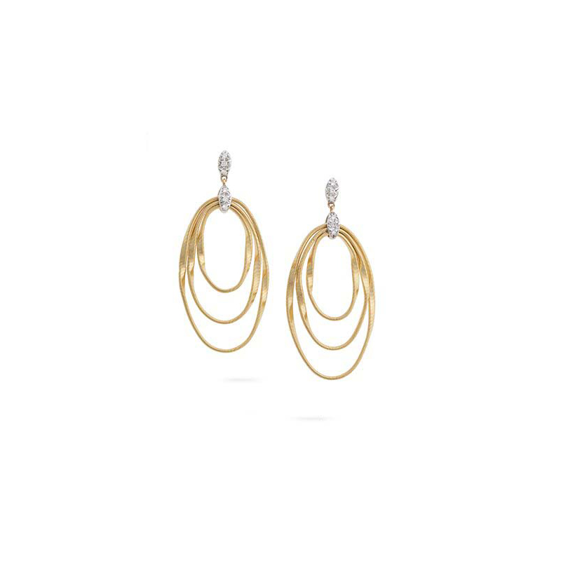 Marco Bicego Marrakech Onde Yellow Gold and Diamond Concentric Earring