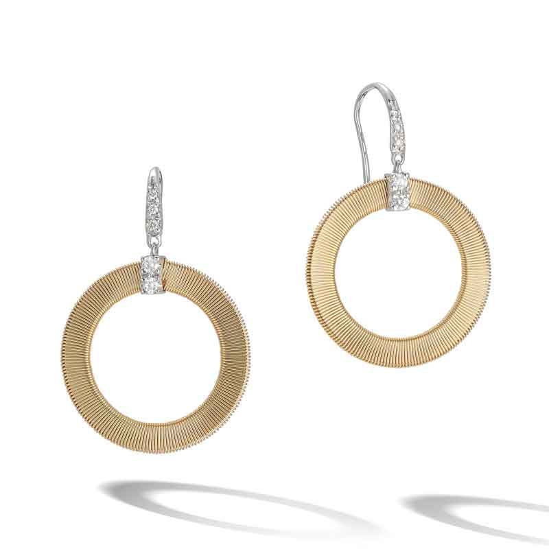 Marco Bicego Masai Yellow Gold and Diamond Circle Drop Earrings