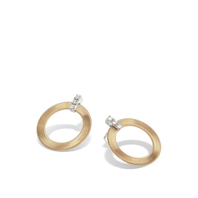 Marco Bicego Masai Yellow Gold and Diamond Front Facing Hoops