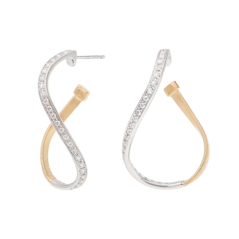 Marco Bicego 18K Yellow Gold And 18K White Gold Marrakech Twisted Irregular Small Hoop Earrings