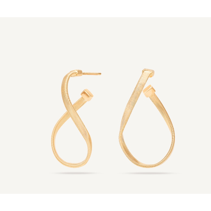 Marco Bicego Marrakech 18K Yellow Gold Twisted Irregular Small Hoop Earrings