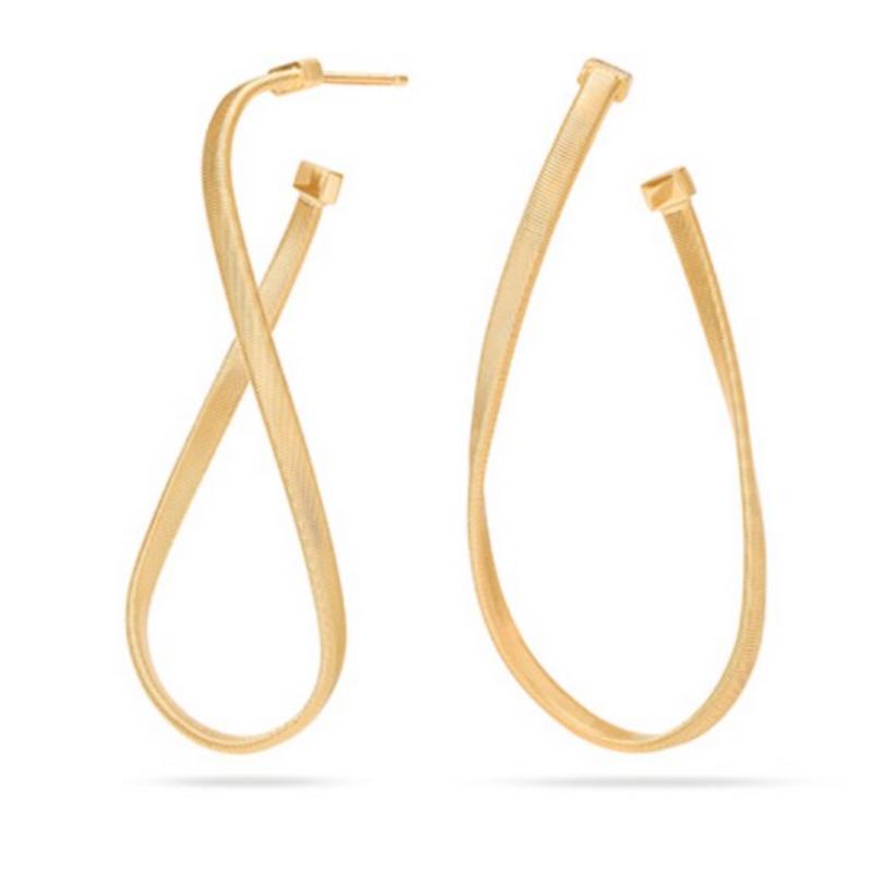 Marco Bicego Marrakech Collection Yellow Gold Oval Twisted Hoop Earrings