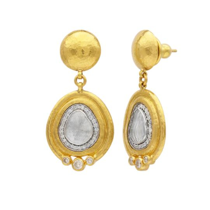 Gurhan 24K And 18K Yellow Gold Muse Rosecut Diamond Drop Earrings