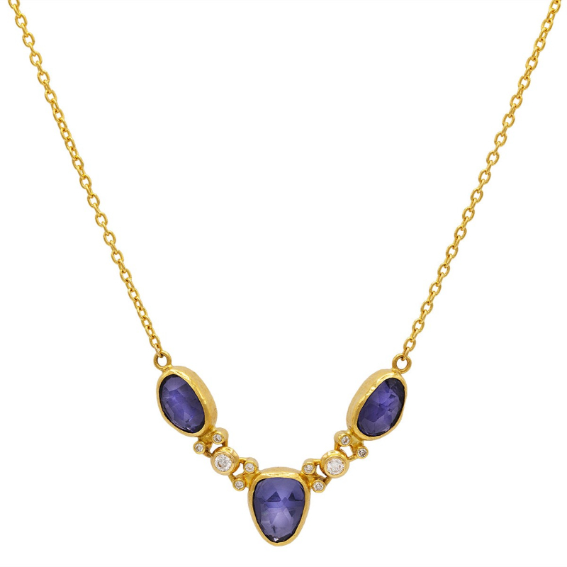 Gurhan 24K And 22K Yellow Gold One Of A Kind Bezel Necklace