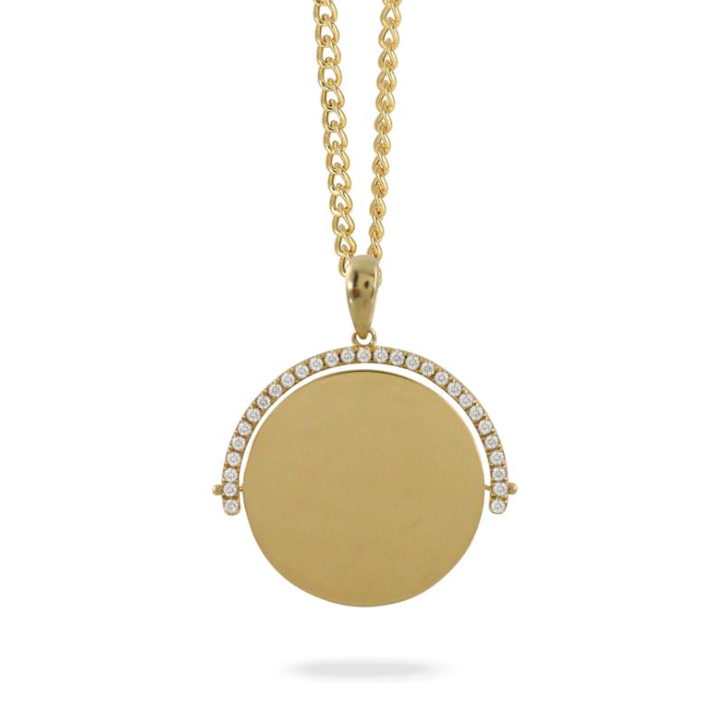 Doves 18K Yellow Gold Snake/Evil Eye 21.5mm Serpent Medallion Pendant Necklace