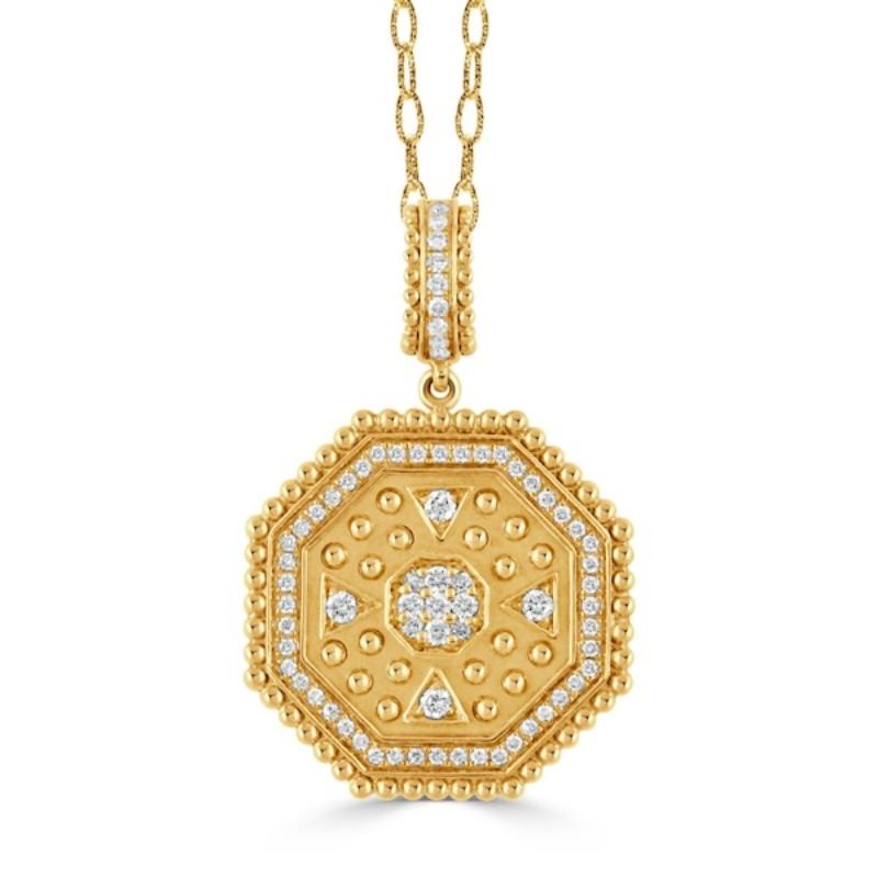 Doves 18K Yellow Gold Byzantine Diamond Pendant