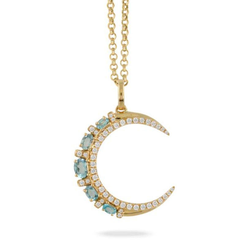 18K Yellow Gold Celestia Crescent Moon Pendant Necklace