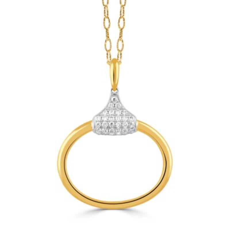 18K Yellow Gold and 18K White Gold Equestrian Pendant Necklace