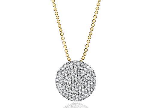Phillips House 14k yellow gold Affair infinity pendant necklace with diamonds, 110 diamonds weighing 0.57 carat total weight, 16-18"