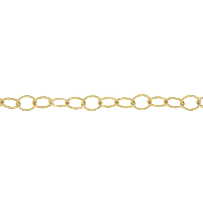 Phillips House 14k yellow gold oval link logo tag chain, 36"