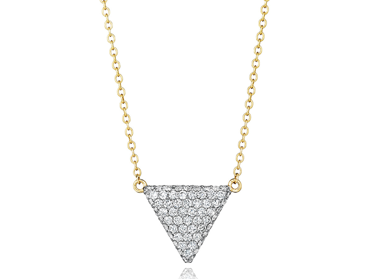 Phillips House 14K yellow gold Contrast triangle pendant necklace with diamonds, 63 diamonds weighing 0.74 carat total weight