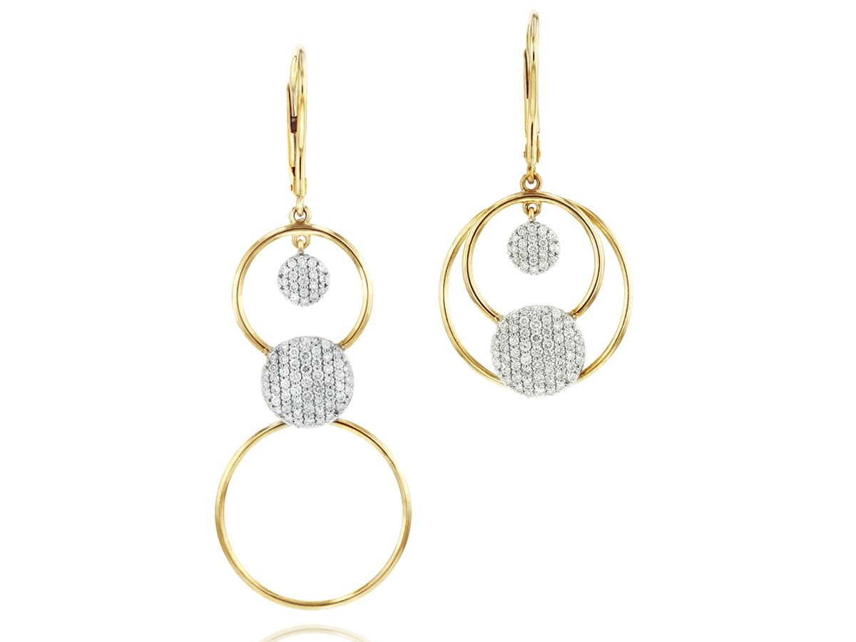 Phillips House 14k yellow gold Affair infinity pick-me-up drop earrings with diamonds, 140 round diamonds weighing 0.67 carat total weight