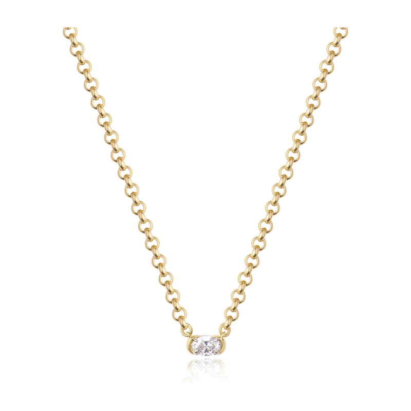 Phillips House 18K Yellow Gold And Platinum One Of One Oval Cuddle Solitaire Necklace