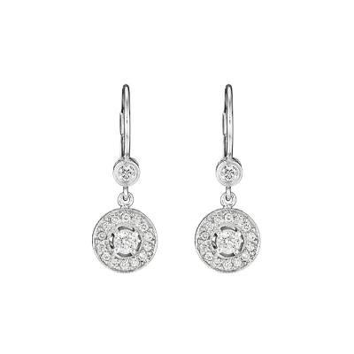 Penny Preville 18k white gold rhodium plated round drop earrings with diamonds weighing 0.62 carat total weight