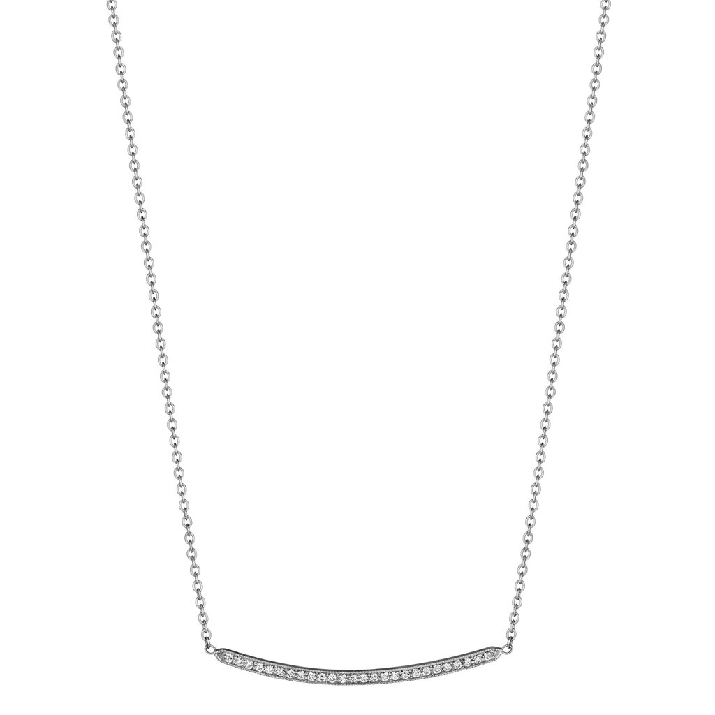 Penny Preville 18k white gold rhodium plated Bars thin bar diamond necklace with round diamonds weighing 0.26 carat total weight