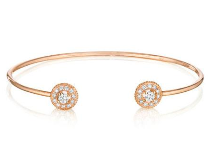Penny Preville 18k rose gold cuff bracelet with diamonds weighing 0.42 carat total weight