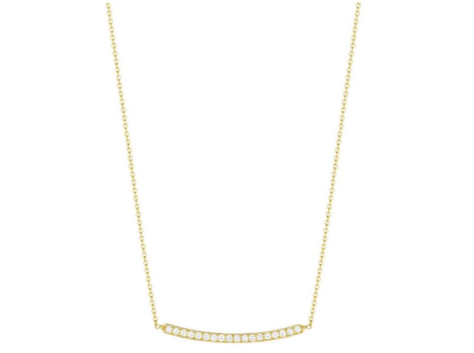 Penny Preville 18k yellow gold Bars pave necklace with round diamonds weighing 0.54 carat total weight
