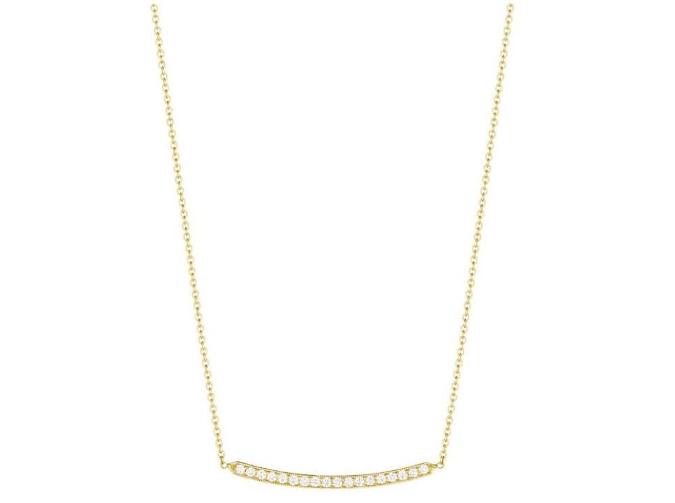 Penny Preville 18k yellow gold Bars pave necklace with round diamonds weighing 0.54 carat total weight