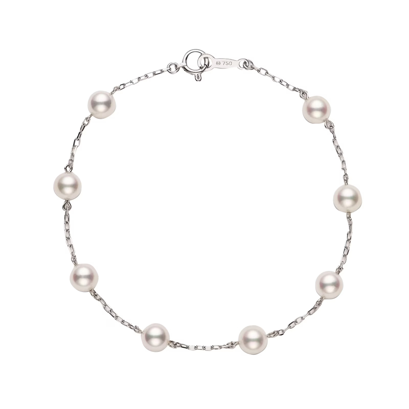 Mikimoto 18K White Gold Everyday Essentials Pearl Station Bracelet