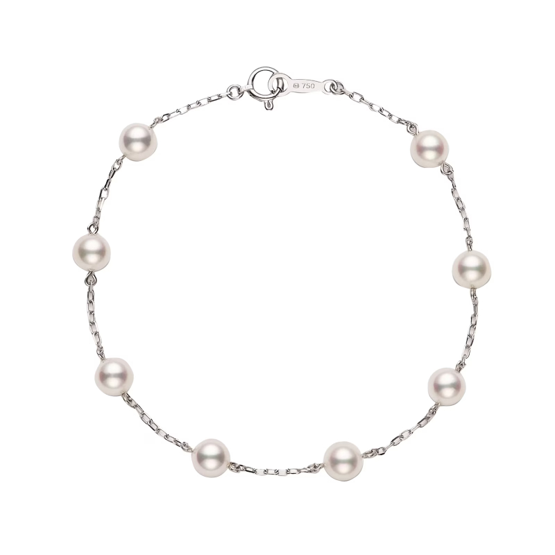 Mikimoto 18K White Gold Akoya Cultured Pearl Bracelet