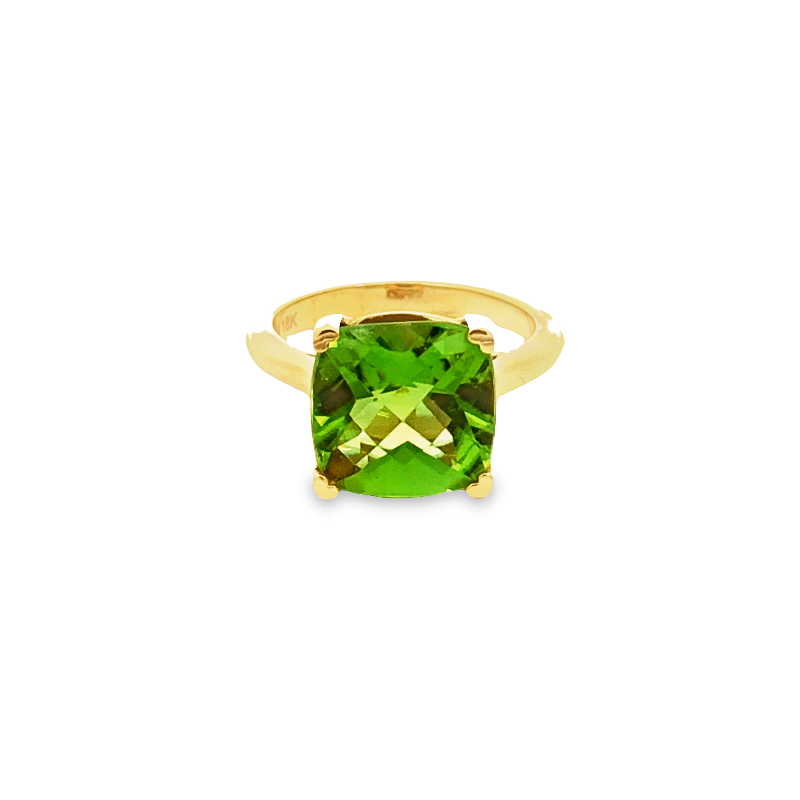 Lisa Nik 18k rose gold Rocks cushion shaped peridot ring, 11mm peridot weighing 6.09 carat total weight, size 6