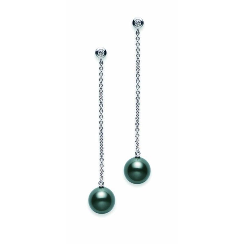 Mikimoto 18k white gold Pearls in Motion drop earrings with diamonds