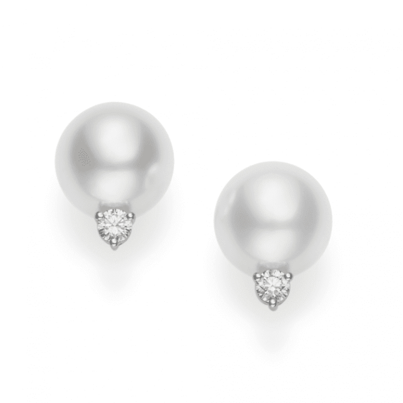 Mikimoto 18k white gold rhodium plated Everyday Essentitals White South Sea pearl stud earrings