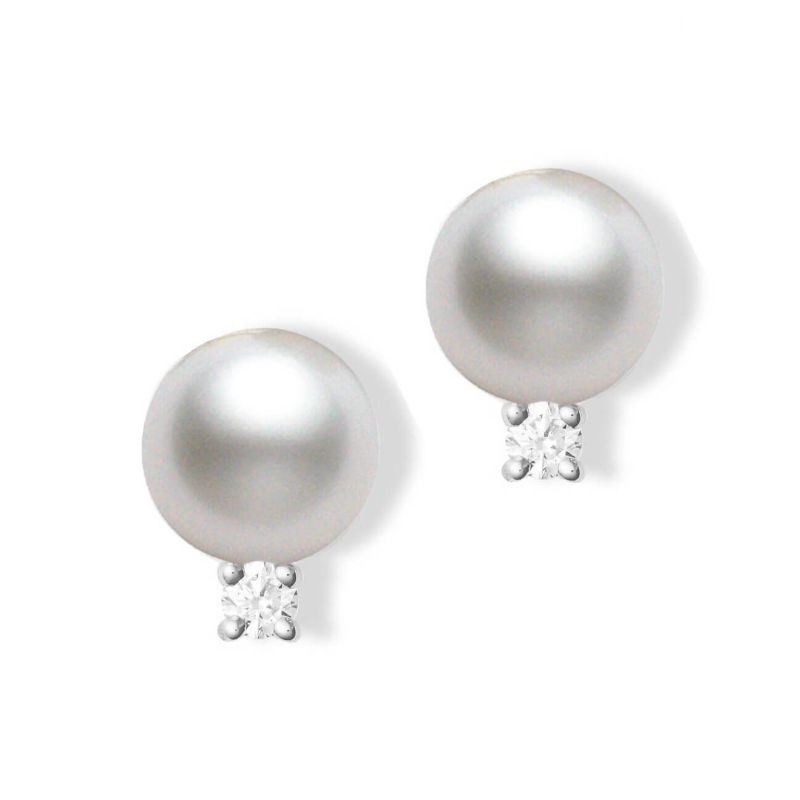 Mikimoto 18k white gold rhodium plated Everyday Essentials Akoya pearl earrings