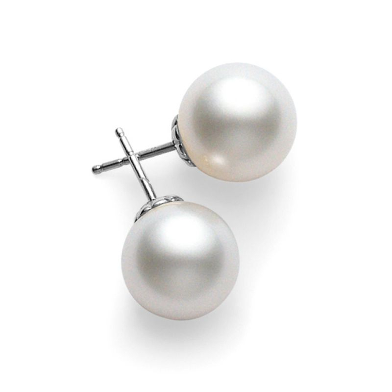 Mikimoto 18k white gold rhodium plated Everyday Essentials pearl stud earrings, 8-8.25mm/A akoya pearls