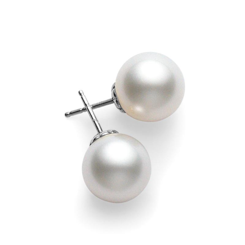 Mikimoto 18k white gold White South Sea pearl stud earrings, 10mm/A+ White South Sea pearls
