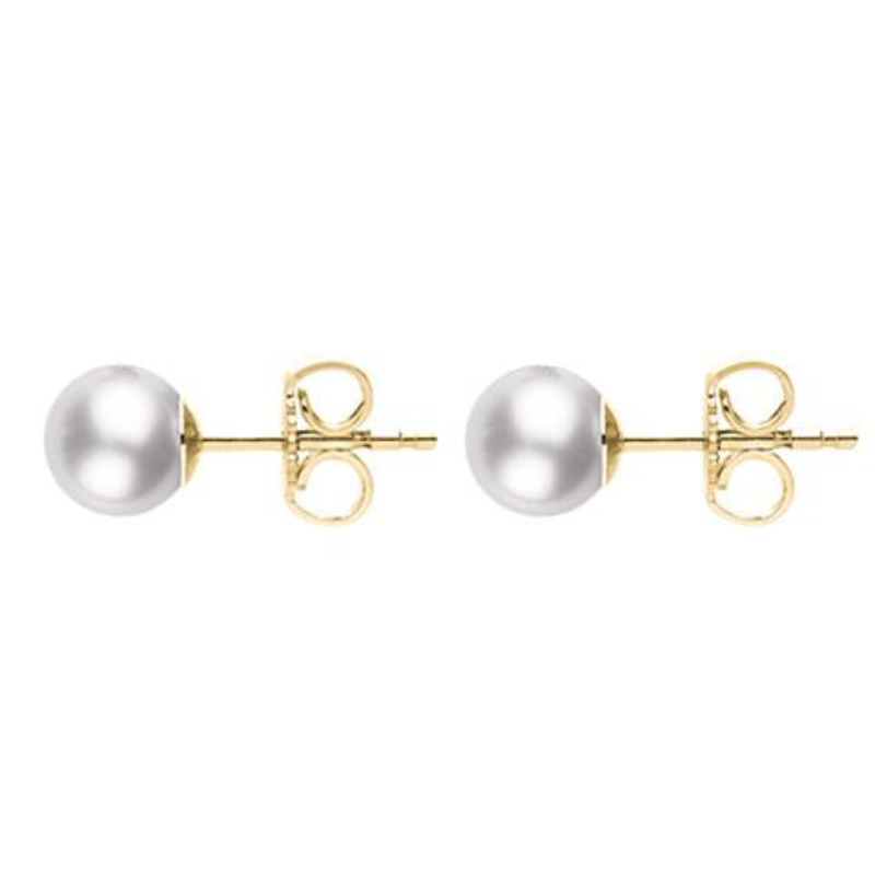Mikimoto 18K Yellow Gold Pearl Stud Earrings